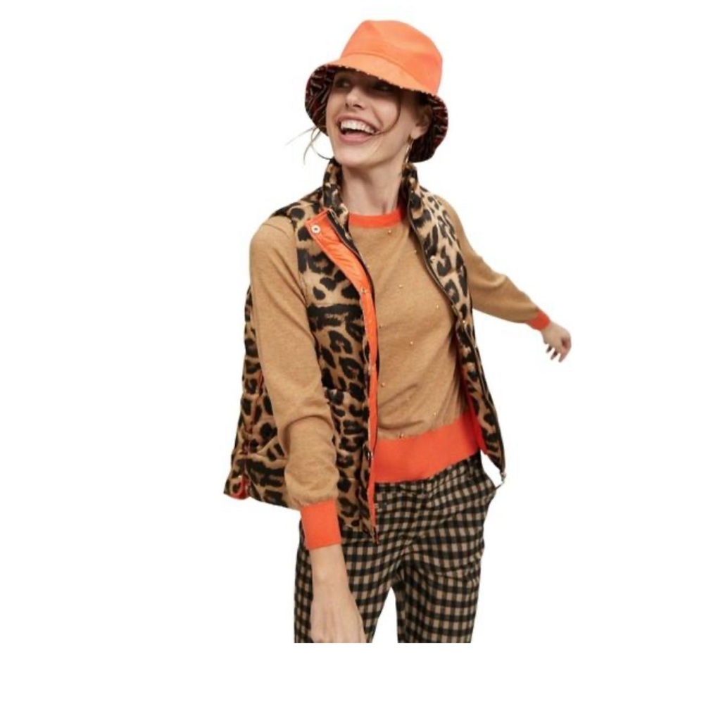 Monte by Lola Casademunt Leopard Puffer Vest Sz Small - Picture 2 of 11